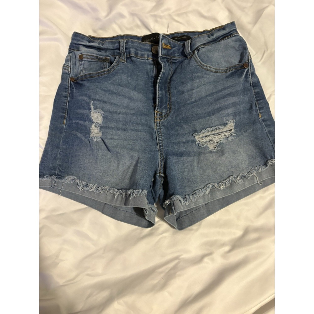 Kendall + Kylie The Icon Short Blue Distressed Denim Shorts Size 9 254